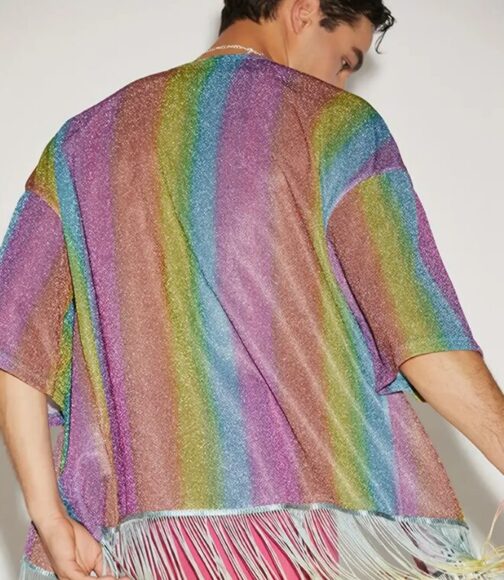 Mesh Shiny Tassels Hem Cardigan - Image 2
