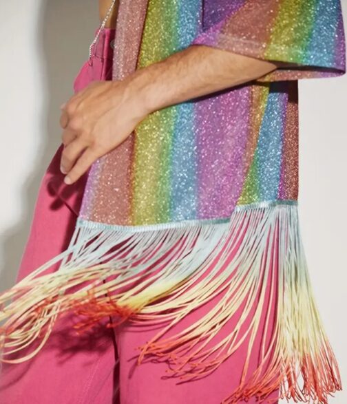 Mesh Shiny Tassels Hem Cardigan - Image 3