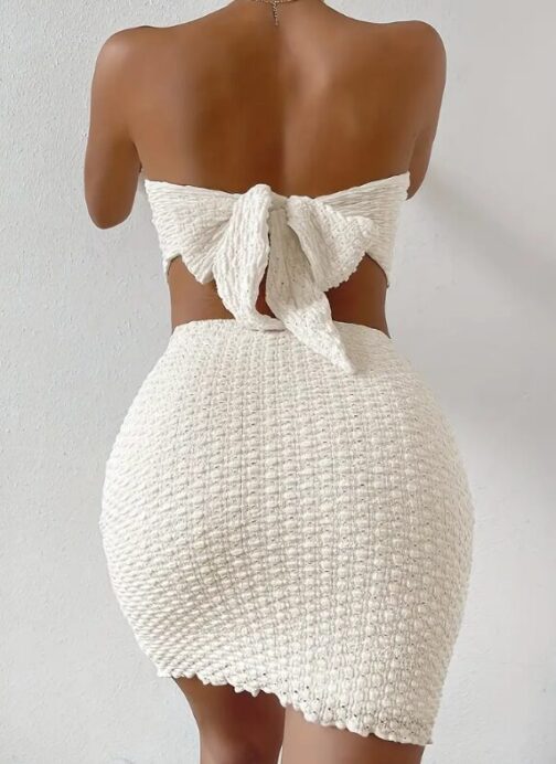Tie Back Bandana Hem Crop Tube Top  & Skirt - Image 2