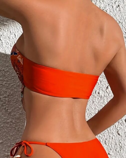 Boho Floral Print Bandeau Bikini Swimsuit - Image 4